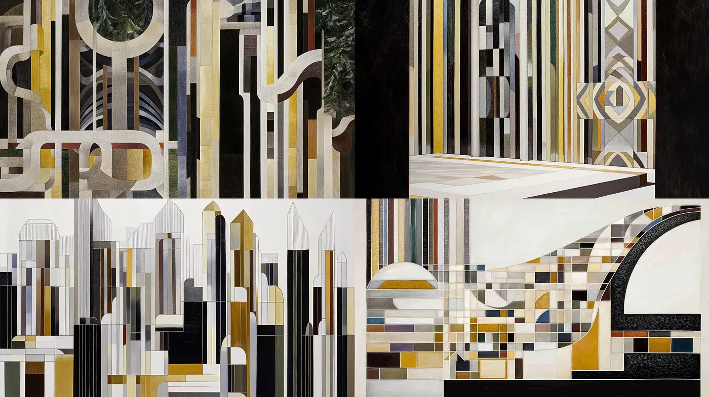 Synthesized Geometric Abstraction with Art Deco Undertones - Midjourney sref style