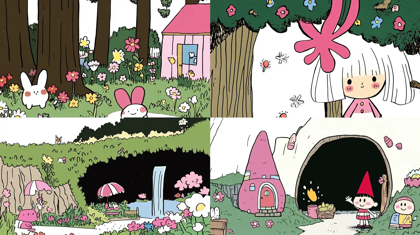 Whimsical Storybook Illustration Blending with Anime Sensibilities - Midjourney sref style
