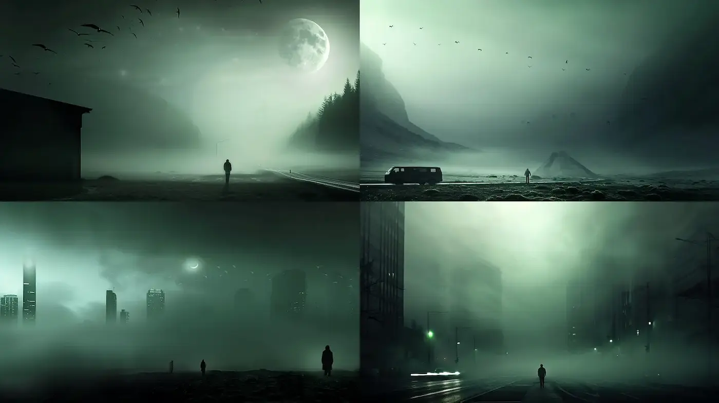 Mysterious and Moody Atmospheric Landscapes with a Touch of Surrealism - Midjourney sref style
