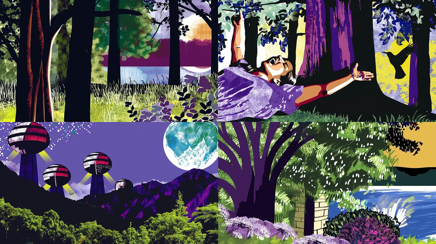 Expressive Graphic Novel Panorama - Midjourney sref style