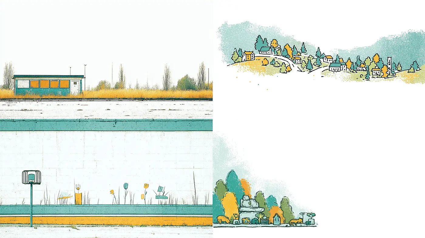 Contemporary Minimalist Landscape with a Touch of Whimsy and Soft Color Characteristics - Midjourney sref style