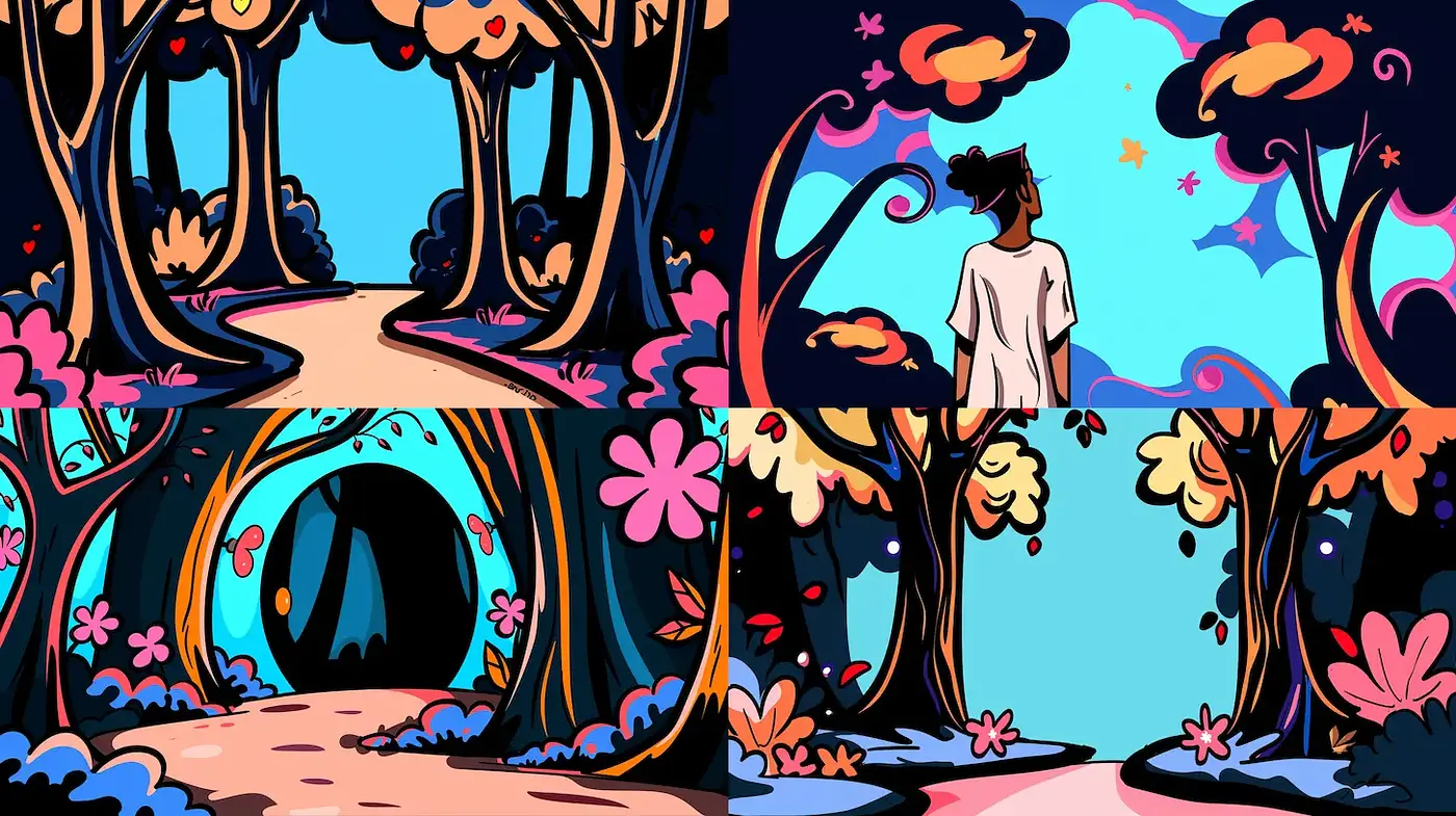 Whimsical and Vibrant Illustrations with a Nature Theme - Midjourney sref style