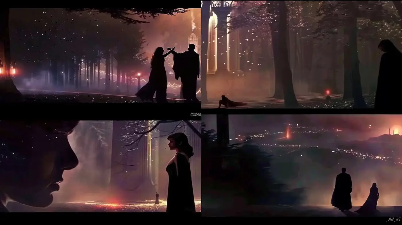 Ethereal Cinematic Landscapes with Silhouette Elements - Midjourney sref style