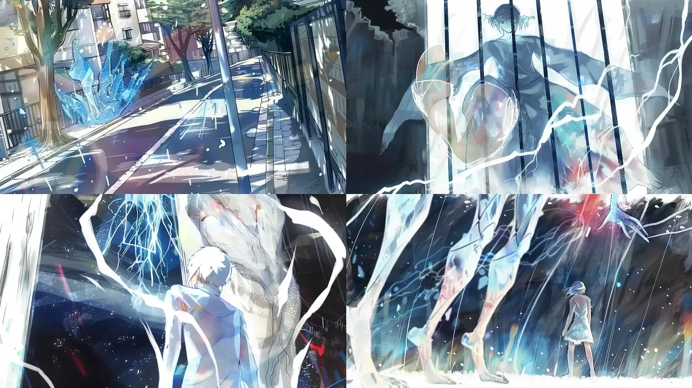 Ethereal Luminosity in Stylized Anime-Inspired Abstracts - Midjourney sref style
