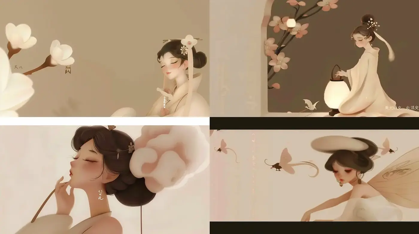 Soft and Ethereal Aesthetic Inspired by Traditional Asian Art - Midjourney sref style