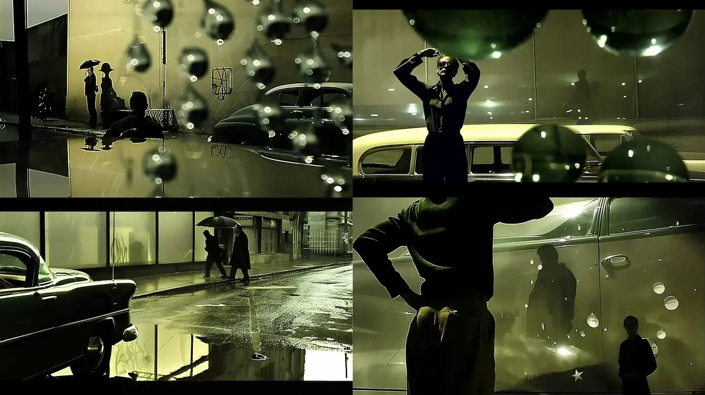 Mysterious Urban Nightscape Style with Vintage Cinematic Influence - Midjourney sref style