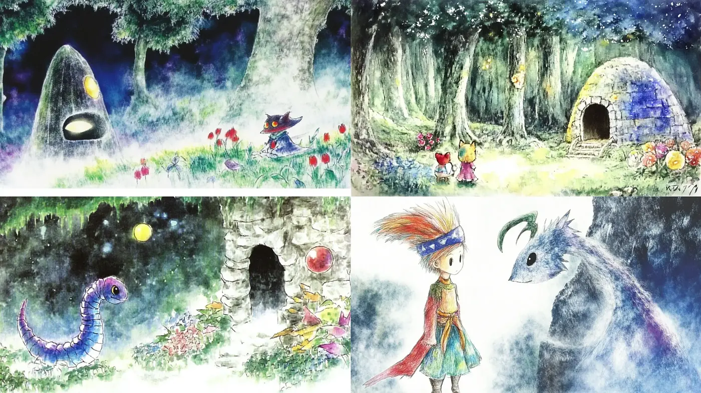 Enchanted Watercolor Dreamscape - Midjourney sref style