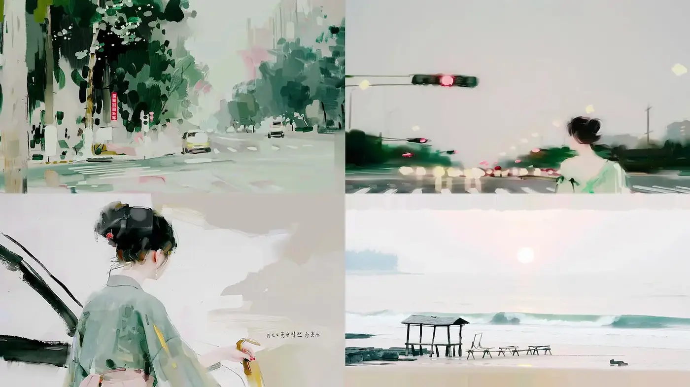 Serene and Dreamlike Watercolor Landscapes with Impressionistic Touches - Midjourney sref style