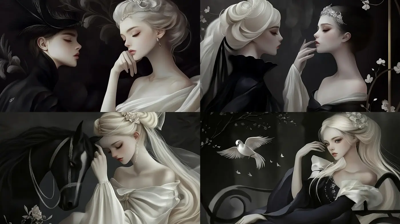 Ethereal Elegance in Monochromatic Whispers - Midjourney sref style
