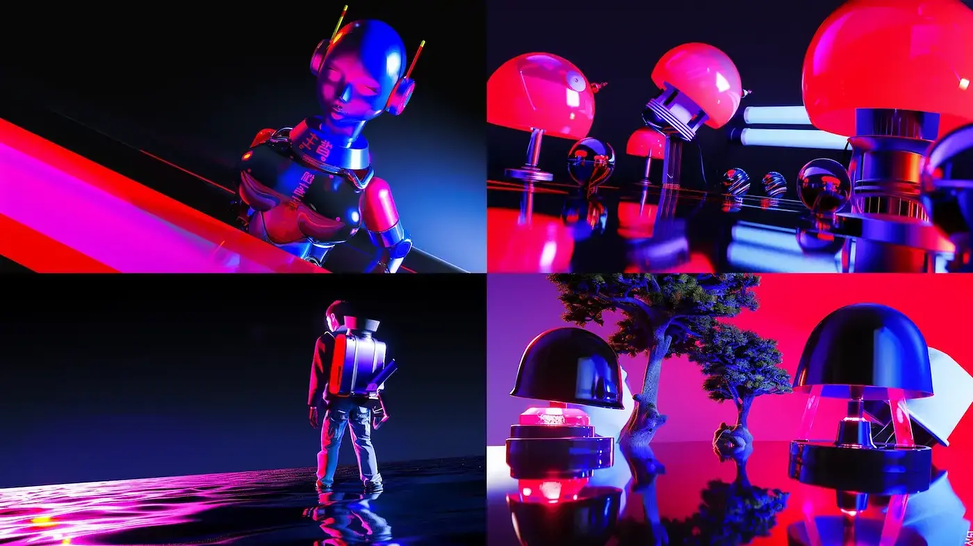 Sleek Futurism and Neon Synthesis - Midjourney sref style