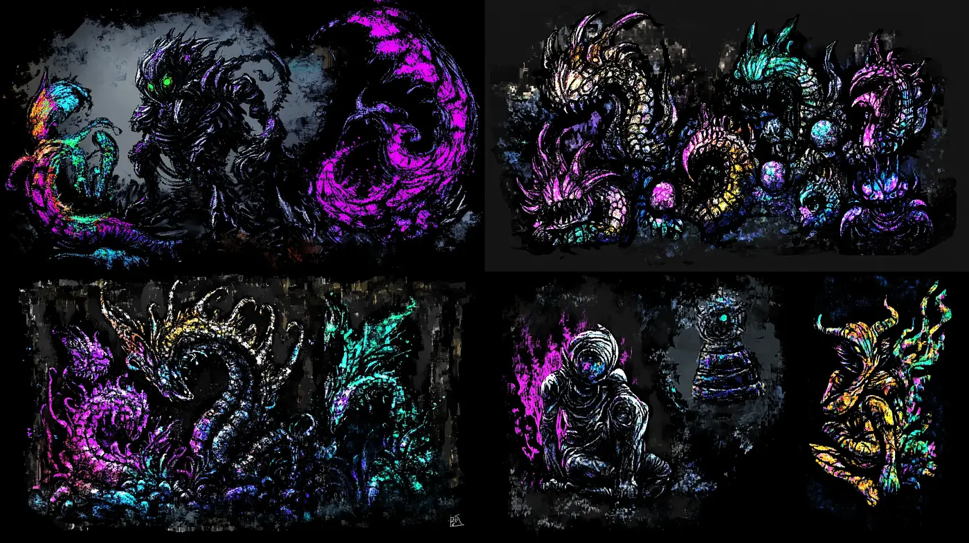 Luminous Ethereal Chimeras: A Neon-Touched Bestiary - Midjourney sref style