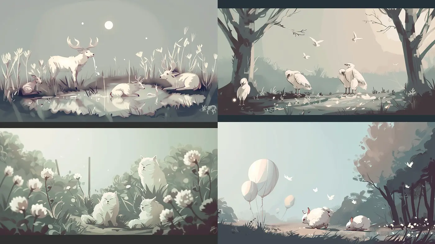 Ethereal Pastel Vignettes with Nature and Reverie - Midjourney sref style