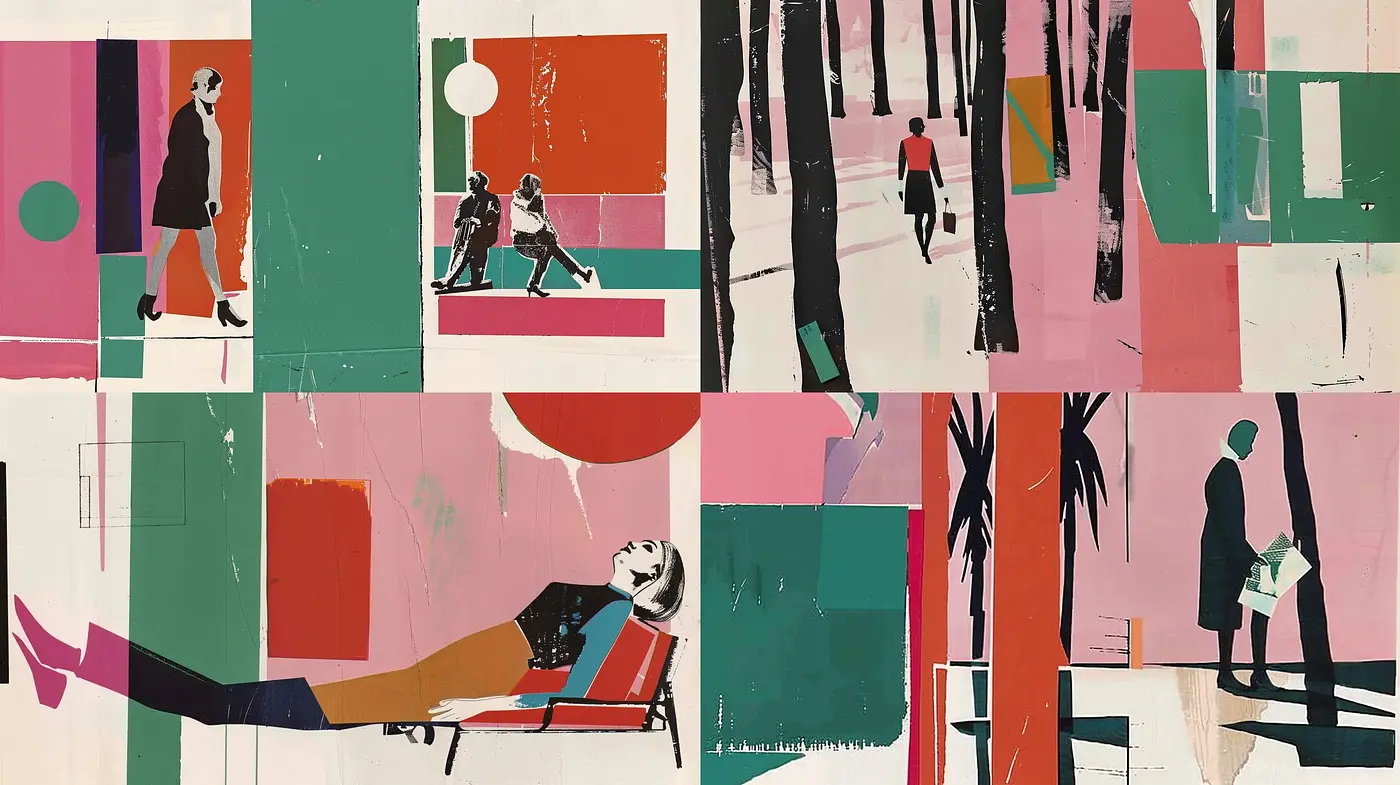 Geometric Abstraction in Figurative Narratives - Midjourney sref style
