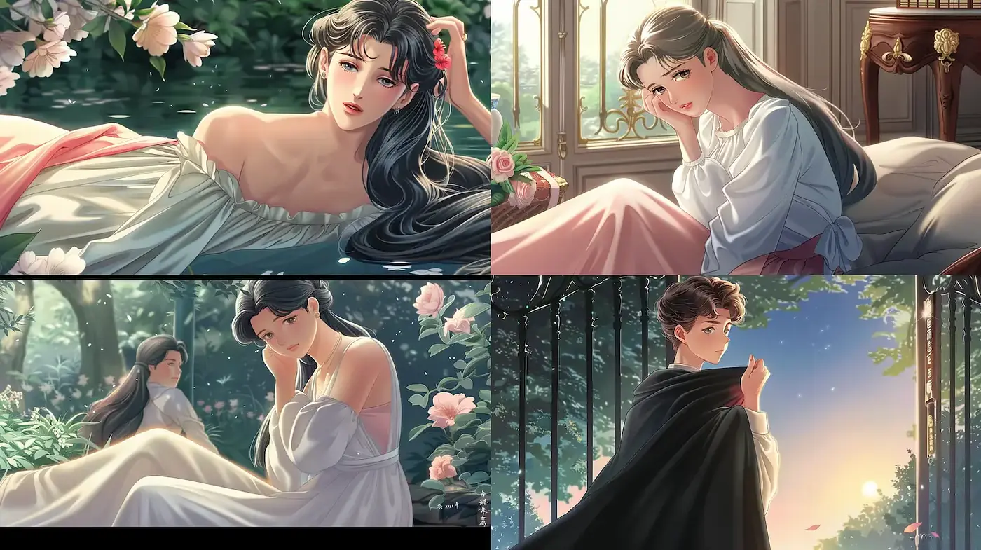 Elegant and Serene Illustrations with a Dreamy Aura - Midjourney sref style