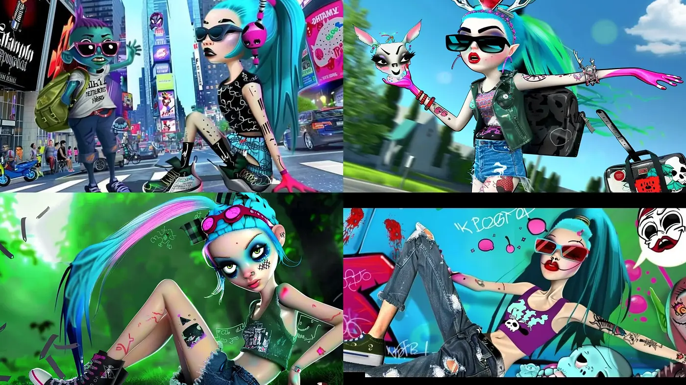 Eccentric Cyberpunk Revival with Pop Art Overtones - Midjourney sref style