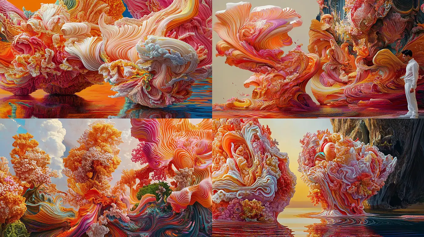 Surreal Baroque Revival with Organic Vivacity - Midjourney sref style