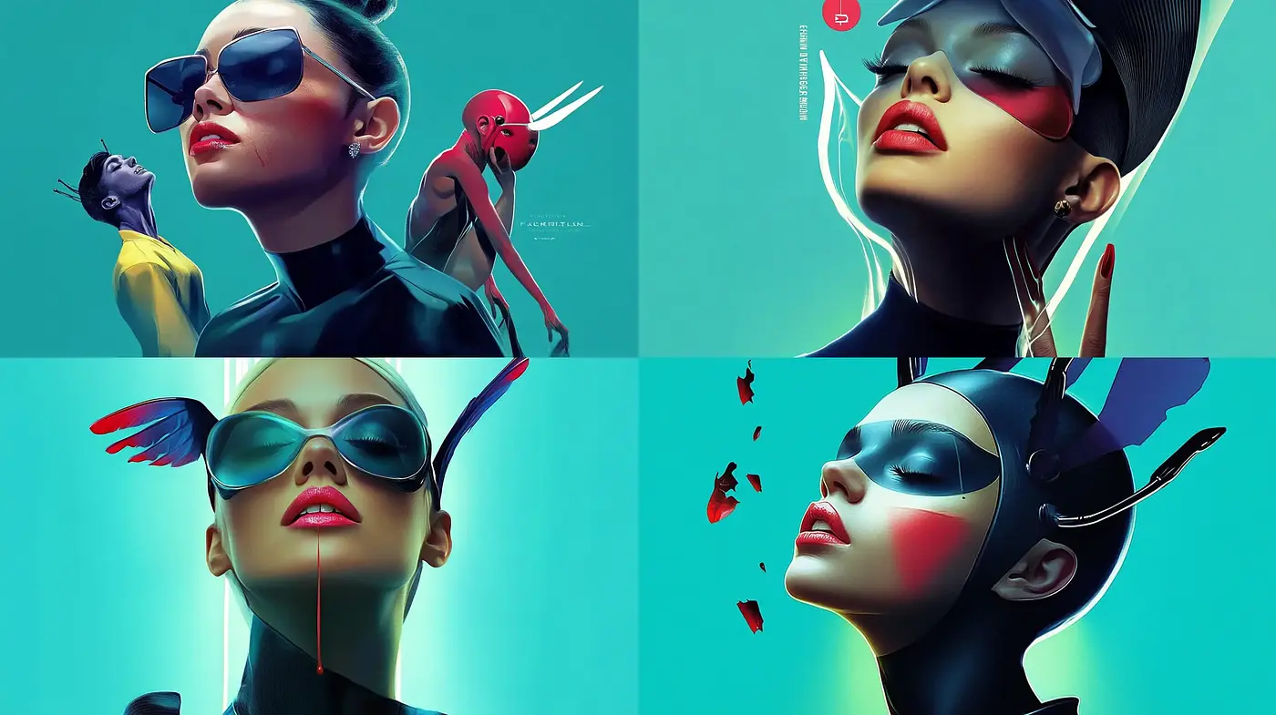 Sleek Futuristic Panache with a Retro Twist - Midjourney sref style