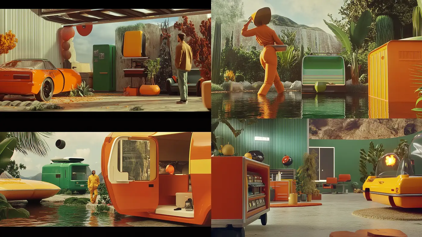 Retro Futuristic Visions with a Warm Saturated Palette - Midjourney sref style