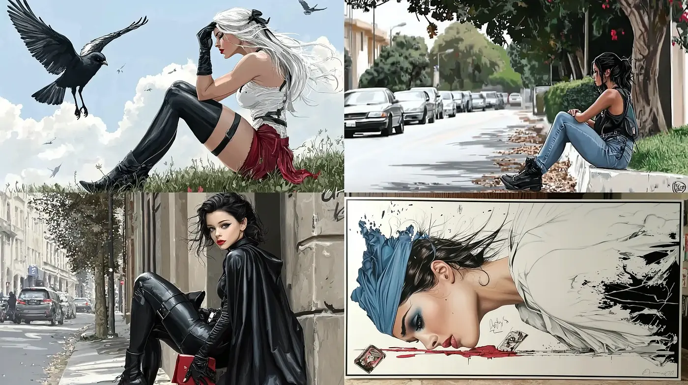 Contemporary Graphic Novel Artistry with a Painterly Essence - Midjourney sref style