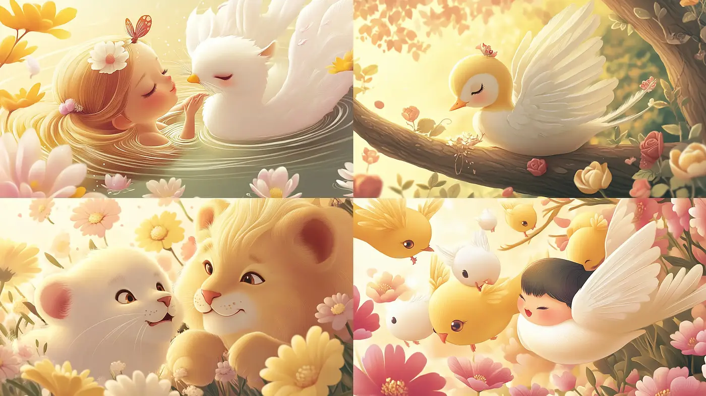Serene Pastel Menagerie: A Harmonious Blend of Nature and Whimsy - Midjourney sref style