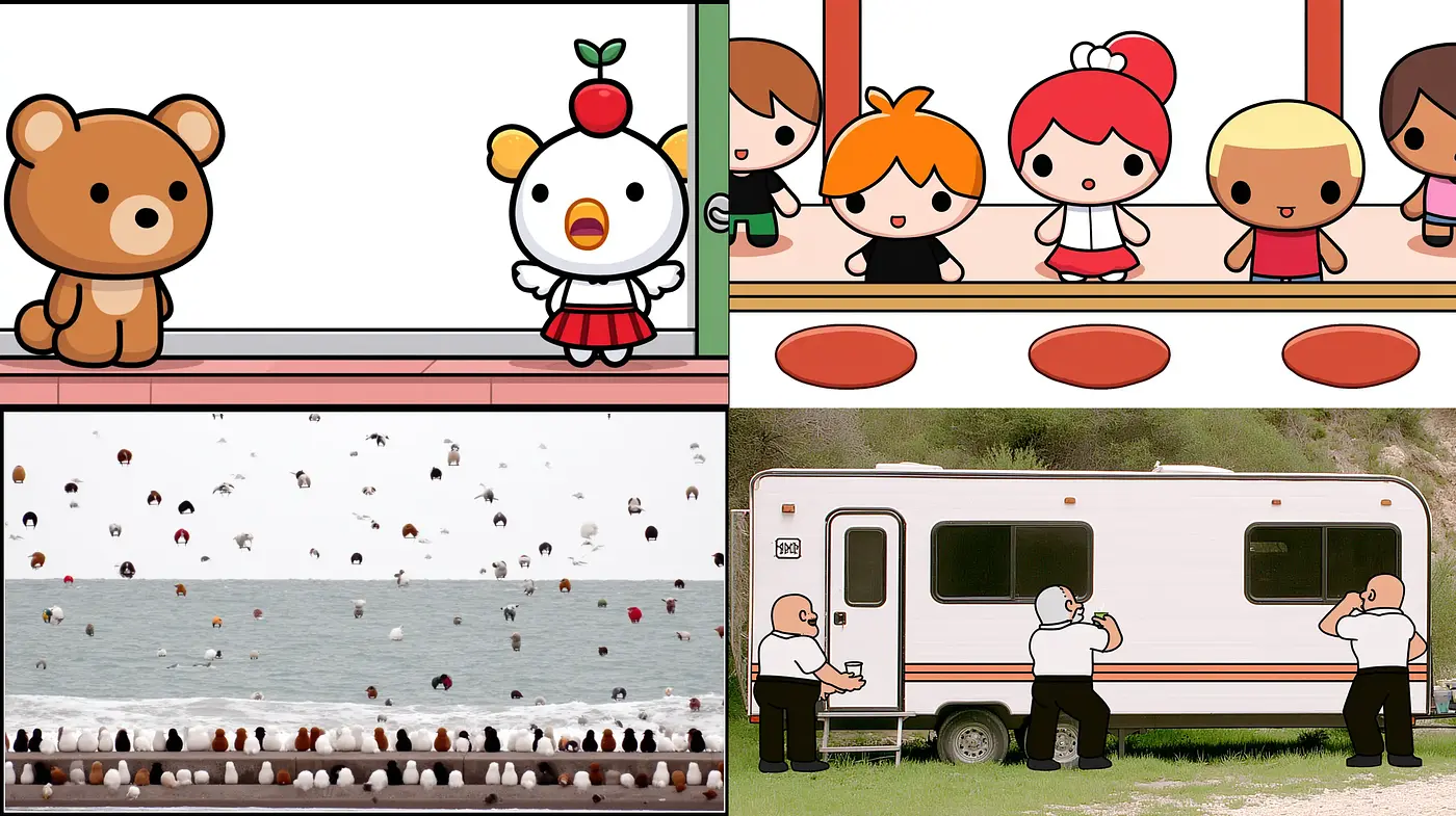 Playful and Vibrant Distinctive Art Style with Narratives - Midjourney sref style