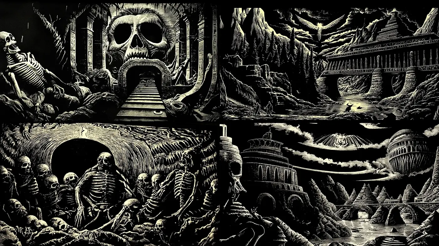 Monochrome Macabre: An Homage to Gothic Horror and Surrealism - Midjourney sref style