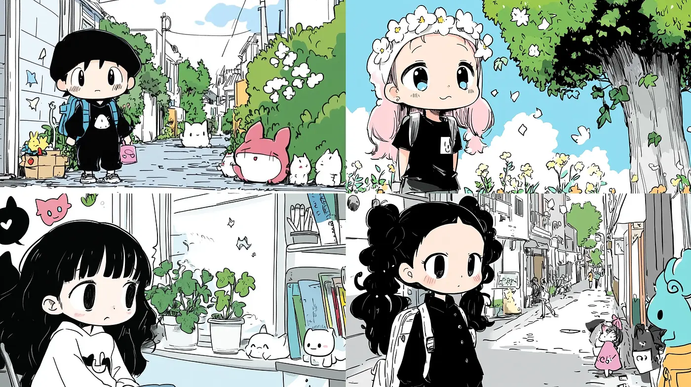 Charming Manga-Inspired Urban Dreamscape - Midjourney sref style