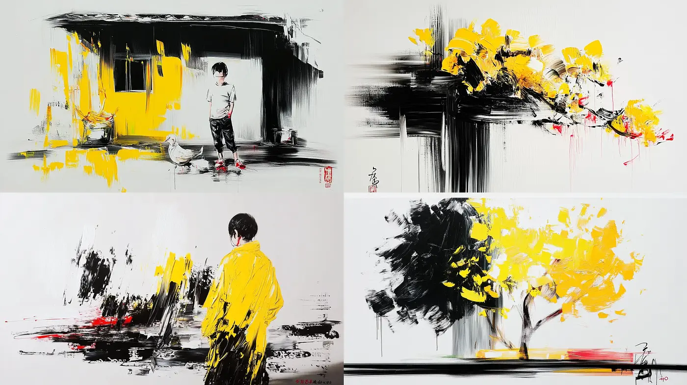 Vibrant Contrasts: A Study in Abstract Expression and Splattered Dynamics - Midjourney sref style