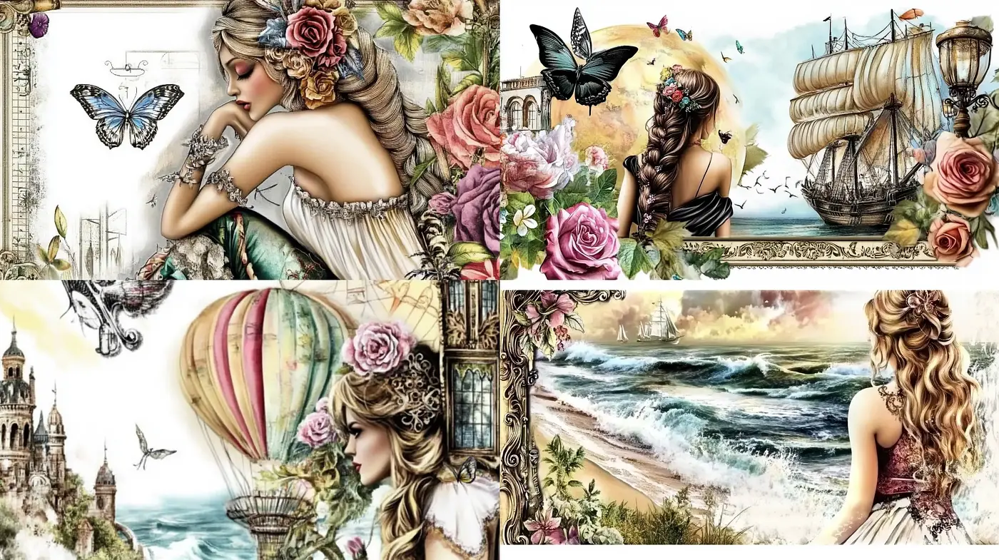 Ethereal Elegance in a Dreamlike Victorian Voyage - Midjourney sref style