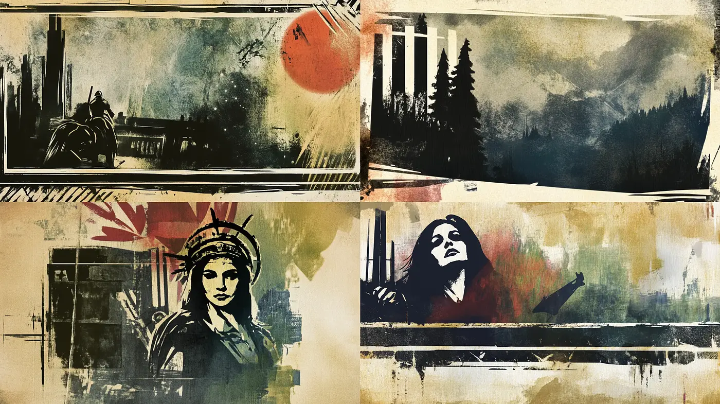 Dusky Hues and Abstract Textures: A Consistent Melancholic Atmosphere - Midjourney sref style
