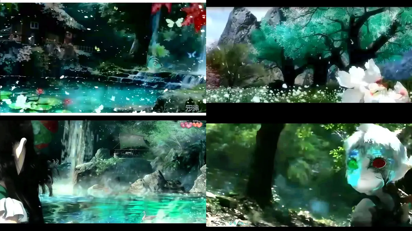 Enigmatic and Lush Digital Dreamscape in a Hybrid Anime-Inspired Style - Midjourney sref style