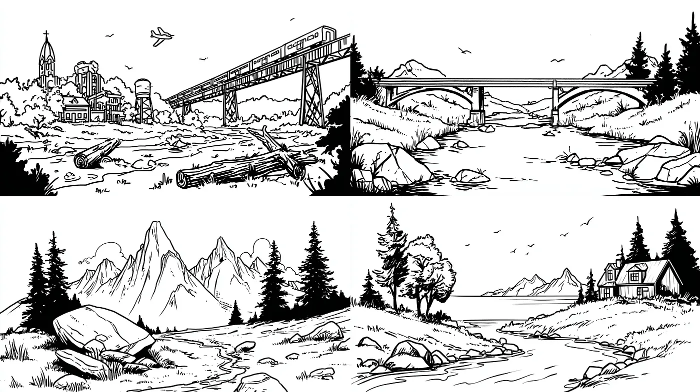 Detailed Line Art with a Naturalistic Feel - Midjourney sref style