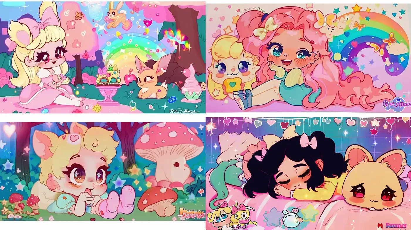 Candy-Colored Dreamscapes with Sprinkles of Kawaii - Midjourney sref style