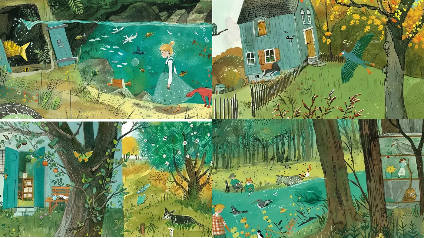 Whimsical Nature Scenes with Storybook Charm - Midjourney sref style