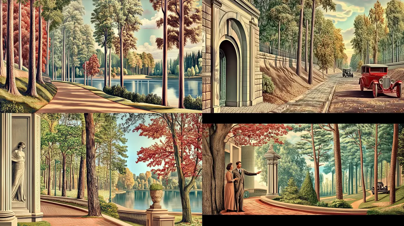 Elegant Nostalgic Vistas with a Romantic Classical Influence - Midjourney sref style