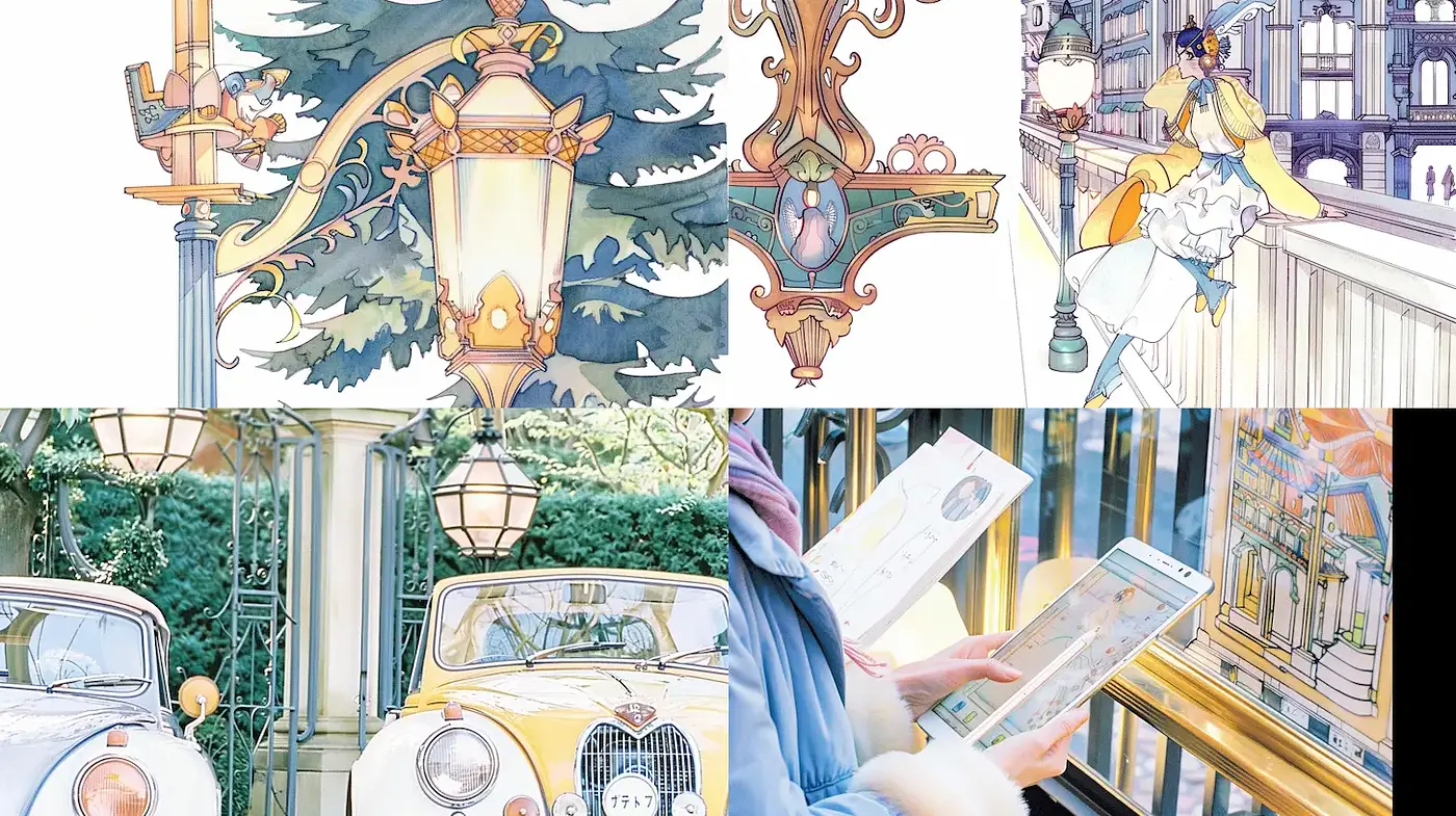 Art Nouveau Elegance with Delicate Textures and Playful Curves - Midjourney sref style
