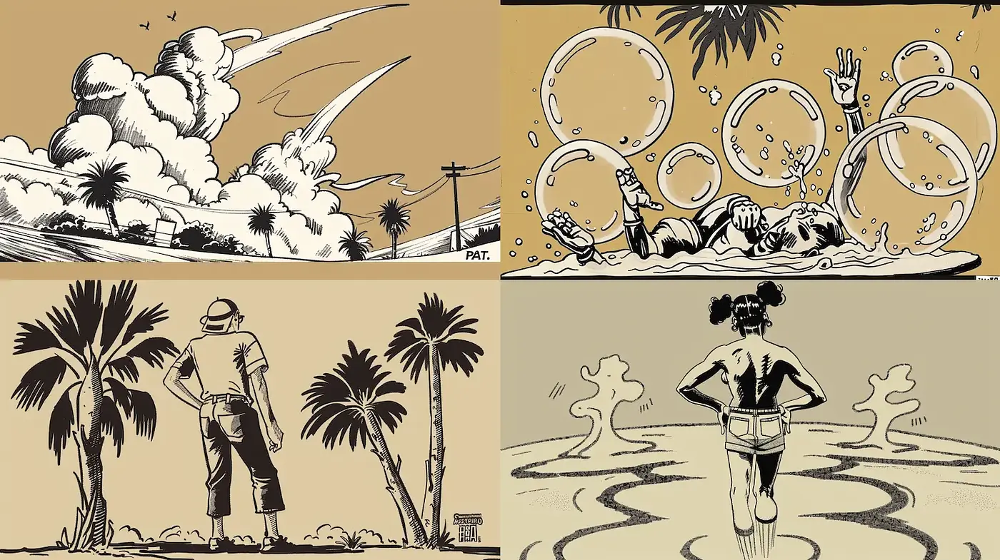 Tropical Aesthetic with a Retro Comic Influence - Midjourney sref style