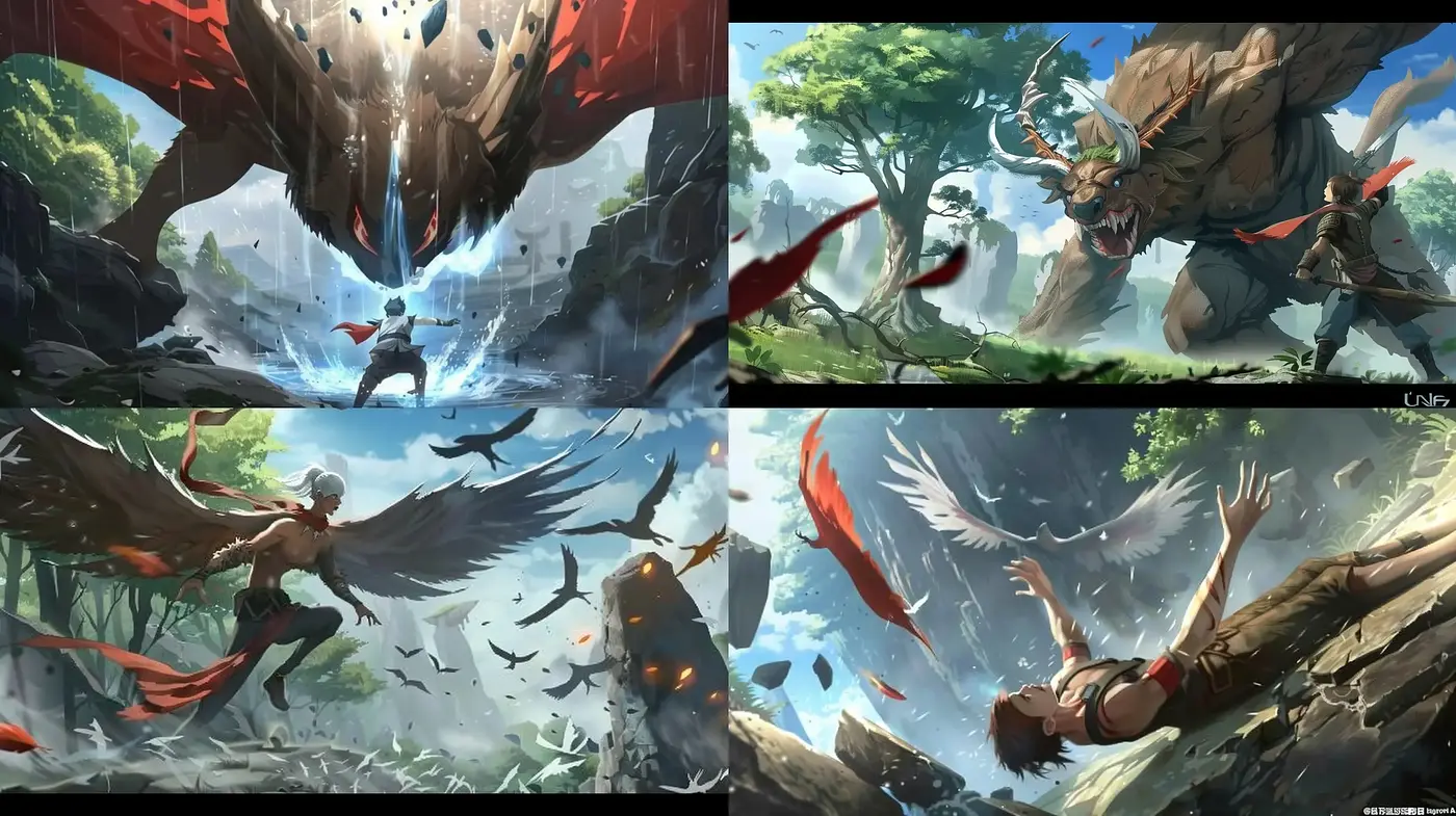 Epic Fantasy Adventure Illustrations with Dynamic Brushwork - Midjourney sref style