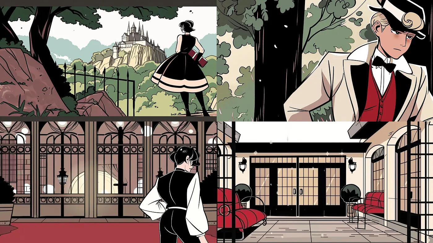 Elegantly Stylized Early 20th Century Graphic Novel Illustration - Midjourney sref style