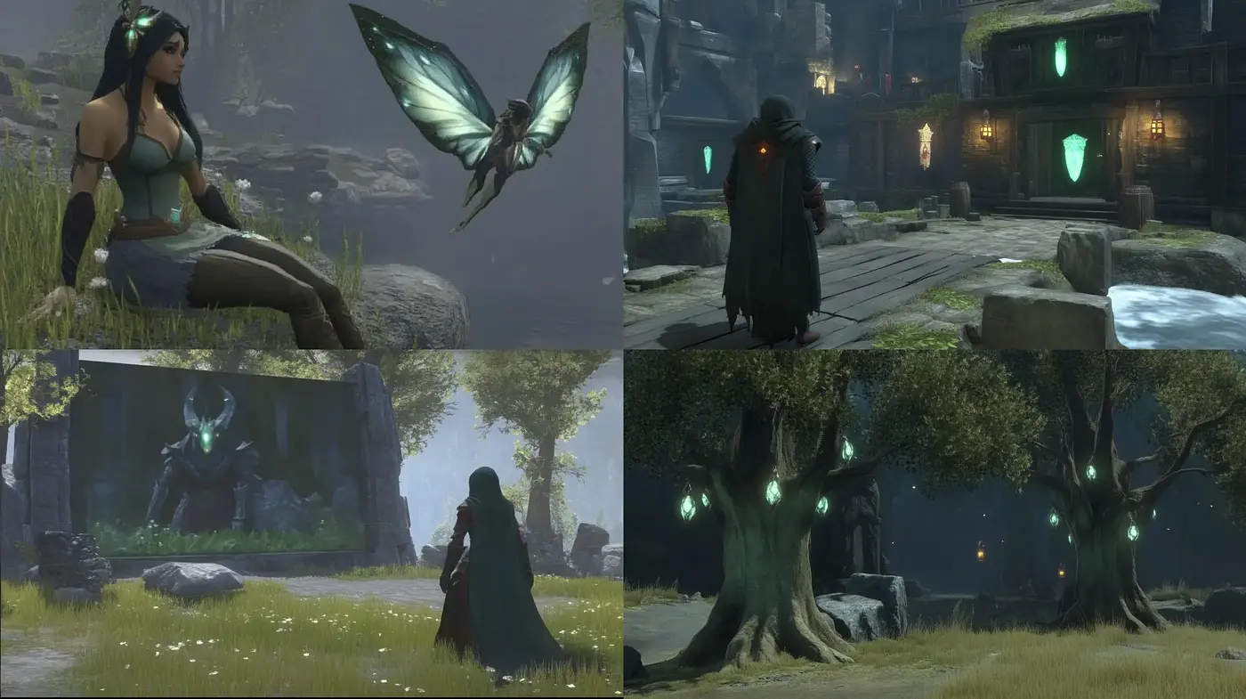 Mystical Fantasy Environments with Ethereal Tones - Midjourney sref style