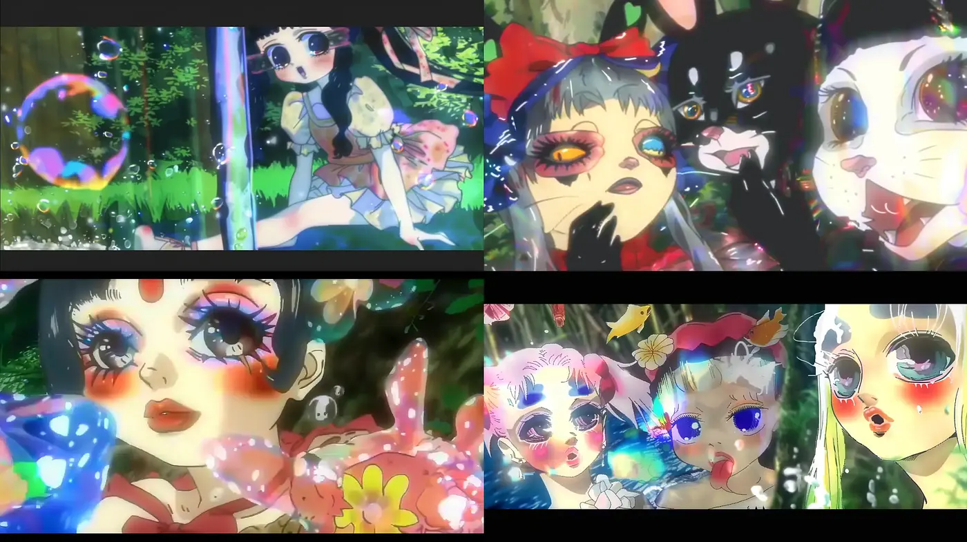 Dreamlike Phantasmagoria of Stylized Anime Fusion - Midjourney sref style