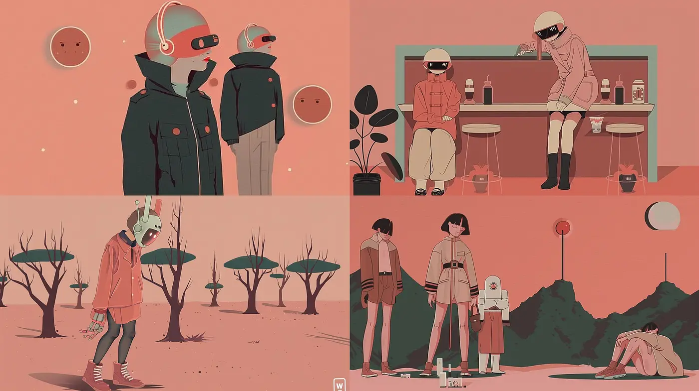 Subdued Elegance in Monochromatic Hues: A Study of Consistent Mood and Stylized Presentation - Midjourney sref style