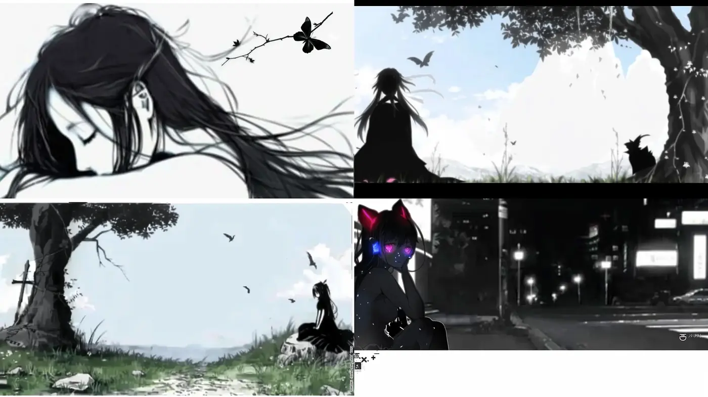 Monochromatic Elegance with a Touch of Surreal Anime Influence - Midjourney sref style