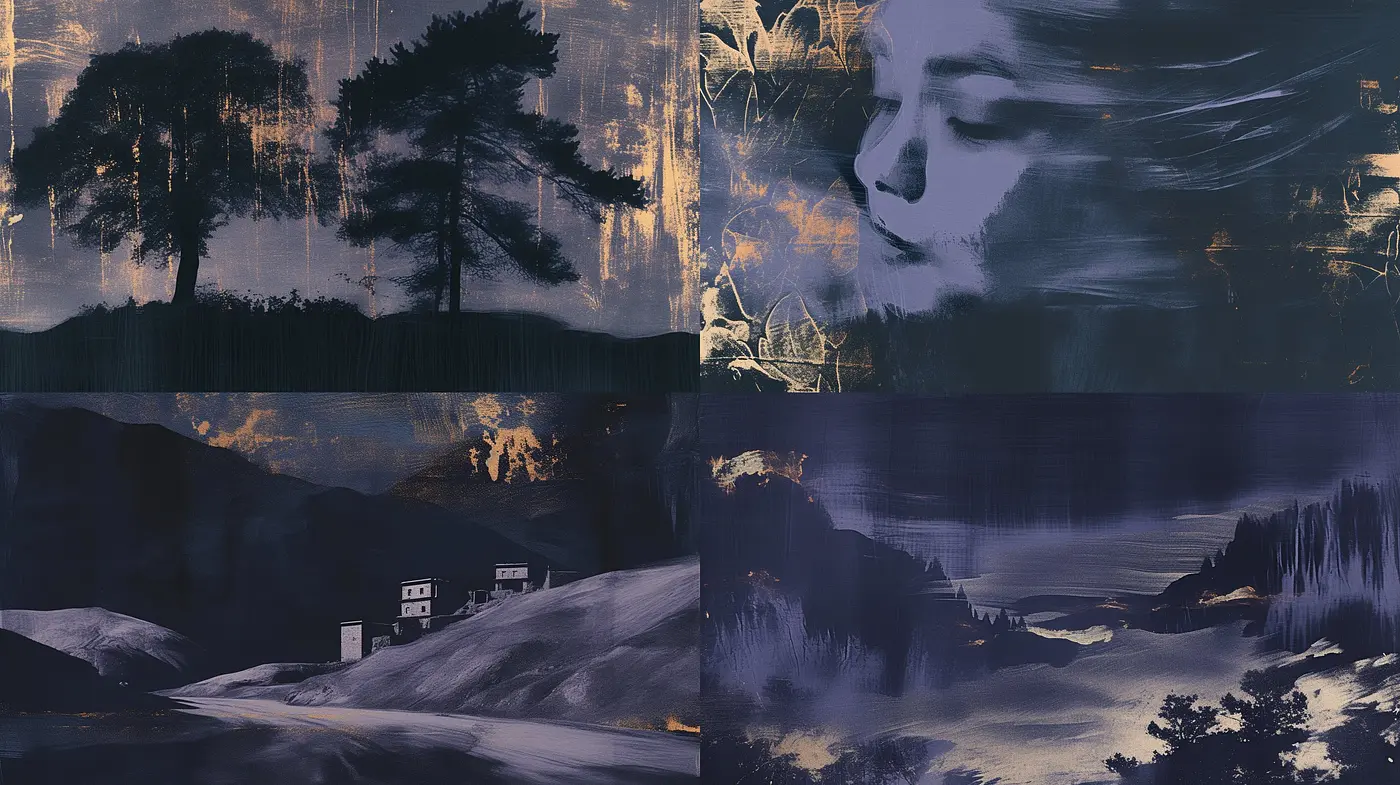 Ethereal Nocturne: A Synthesis of Brushstrokes and Dusk Tones - Midjourney sref style