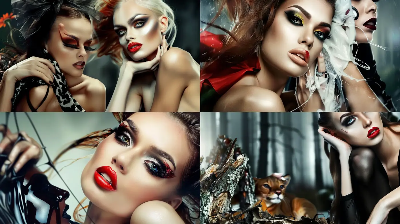 Surreal Glamour Fusion with Hyper-Realistic Overtones - Midjourney sref style