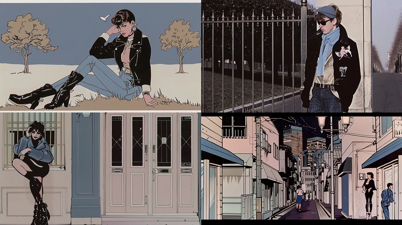 Elegance of Stylized Modernity with a Retro Comic Manga Blend - Midjourney sref style