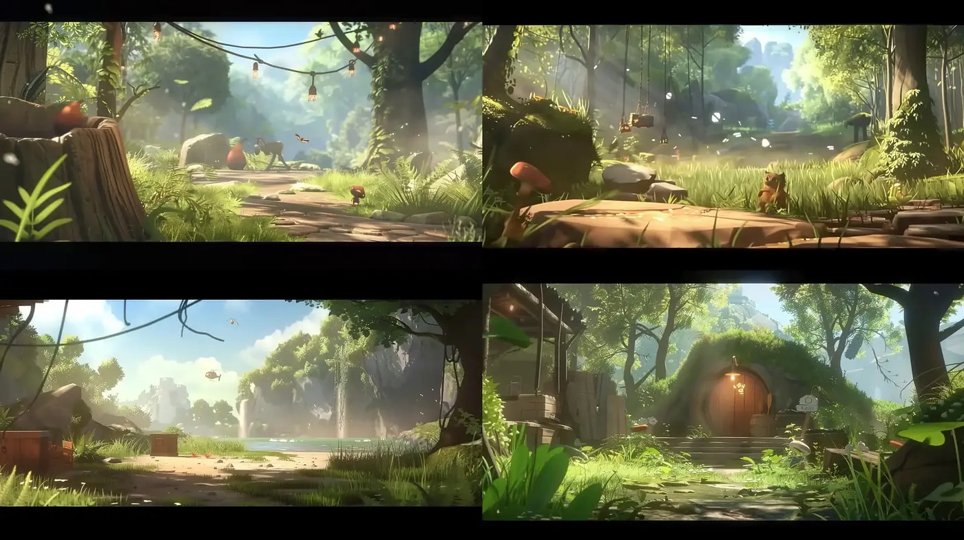 Tranquil Pastoral Scenes with Soft Lighting and Harmonious Color Blends - Midjourney sref style