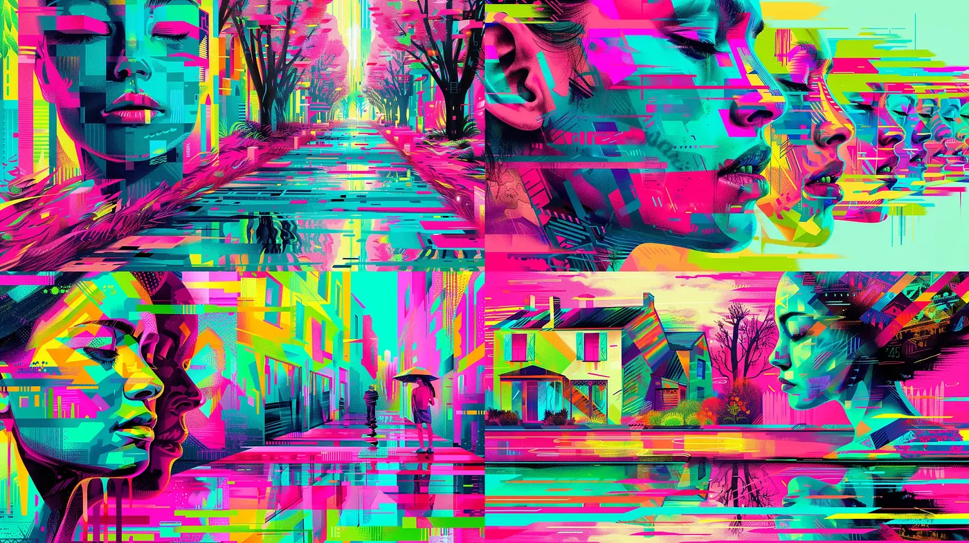 Synesthetic Cyberpop Collage - Midjourney sref style