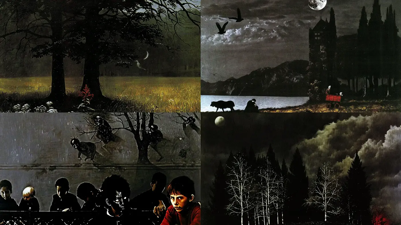 Gothic Reverie in Midnight Hues - Midjourney sref style