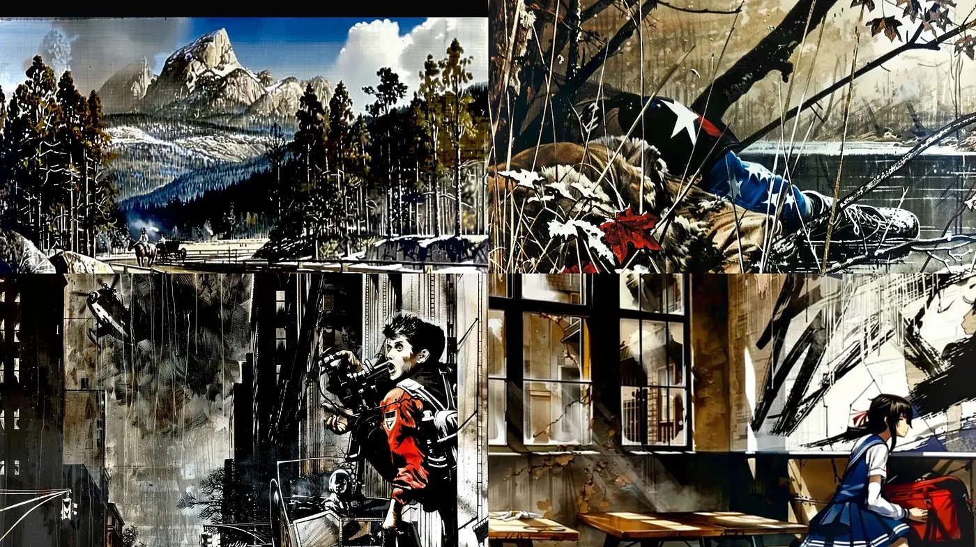 Monochrome Meets Earth Tones: A Fusion of Vintage and Modern Artistic Sensibilities - Midjourney sref style